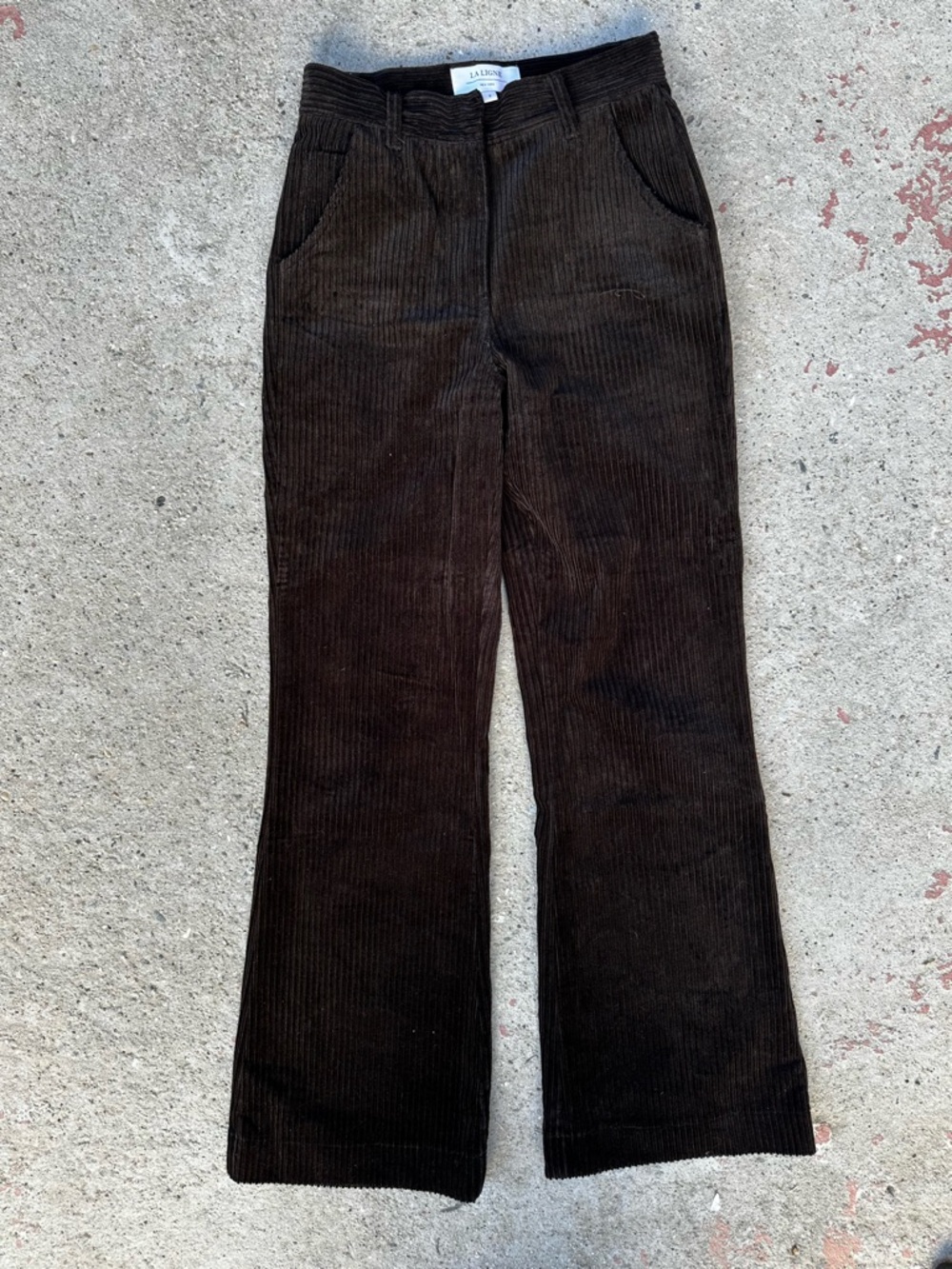 La Ligne Brown Corduroy Flare Pants Sz 2 Wide Leg Designer 26x29 Office Siren